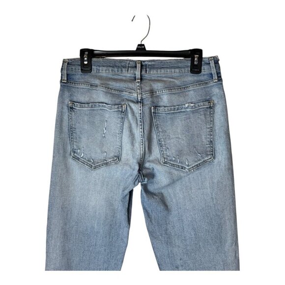 Agolde Jeans Women 29 Blue Light Wash Sophie Cropped Chewed Hem Distressed Retro - Picture 6 of 12